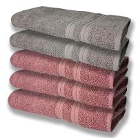5 Toalhas Super Felpudas Grande E Grossa Algodão 80x150 Itália Soft Beka - Cinza/rosê - 1
