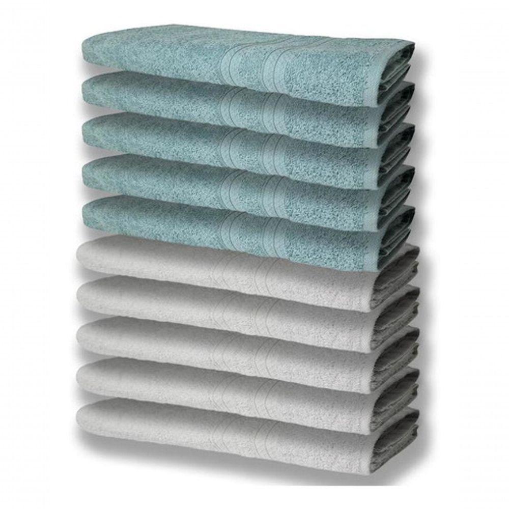 10 Toalhas Super Felpudas Grande E Grossa 5 Branco 5 Verde - 1