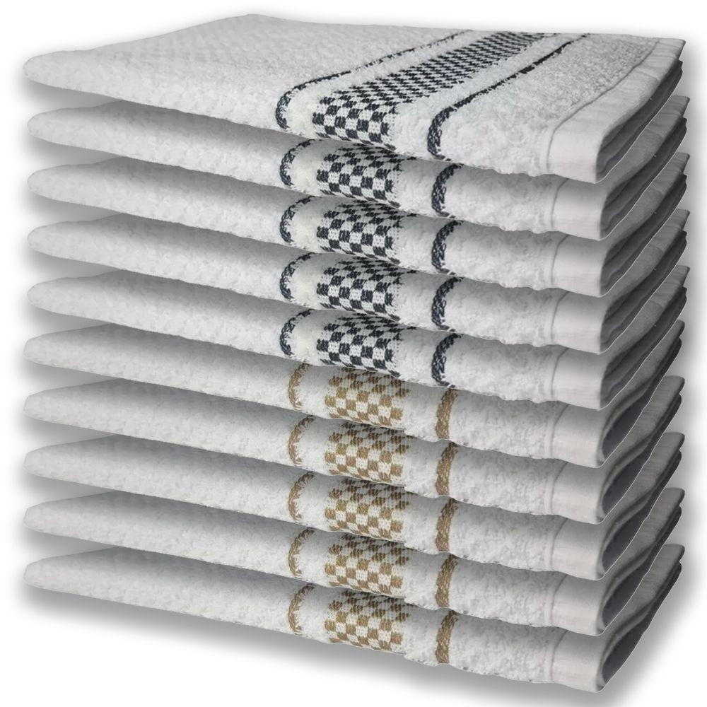 10 Panos De Prato Atoalhado Felpudo Premium 5 Preto 5 Marrom - 1