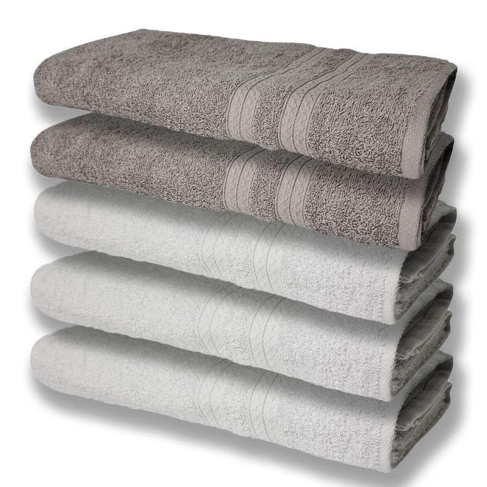 5 Toalhas Super Felpudas Grande E Grossa Algodão 80x150 Branco+cinza - 1
