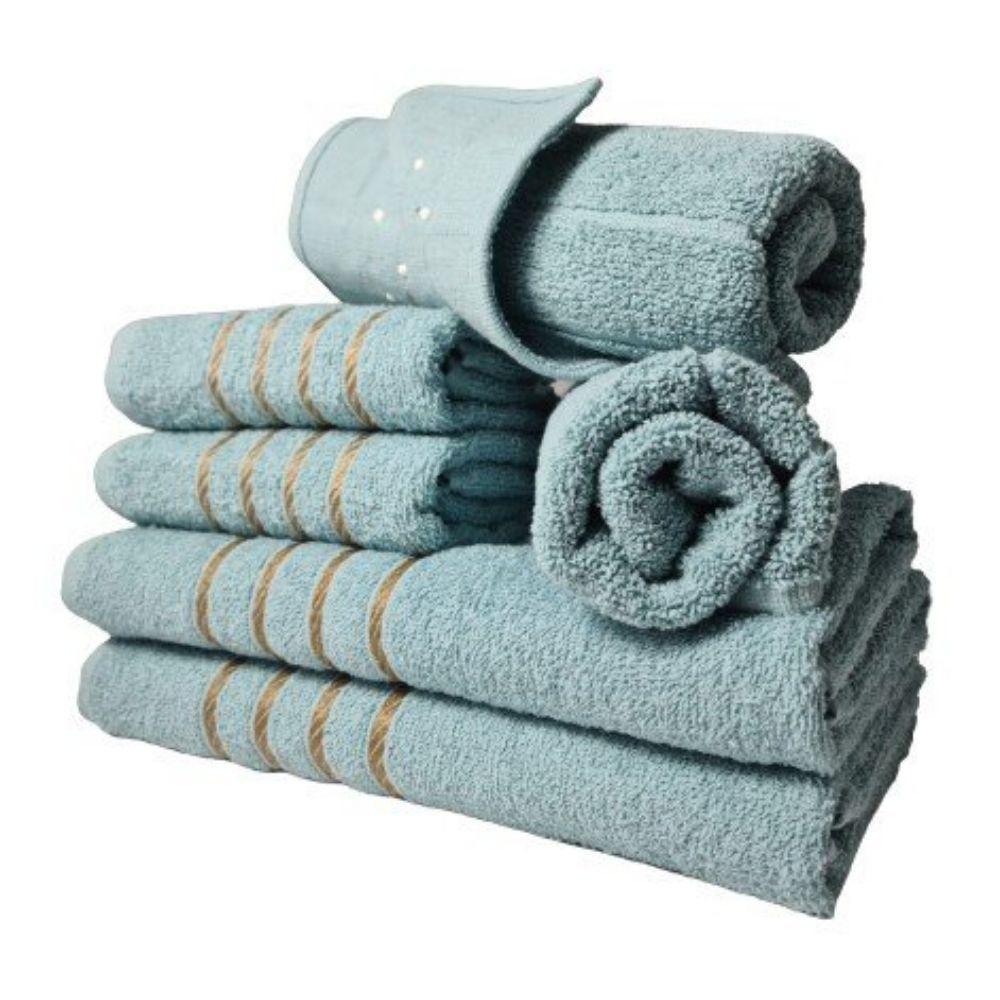 Jogo De Toalhas 2 Banho 2 Rosto 2 Piso - 6 Pçs Montreal 100% Algodão Verde Claro - 1