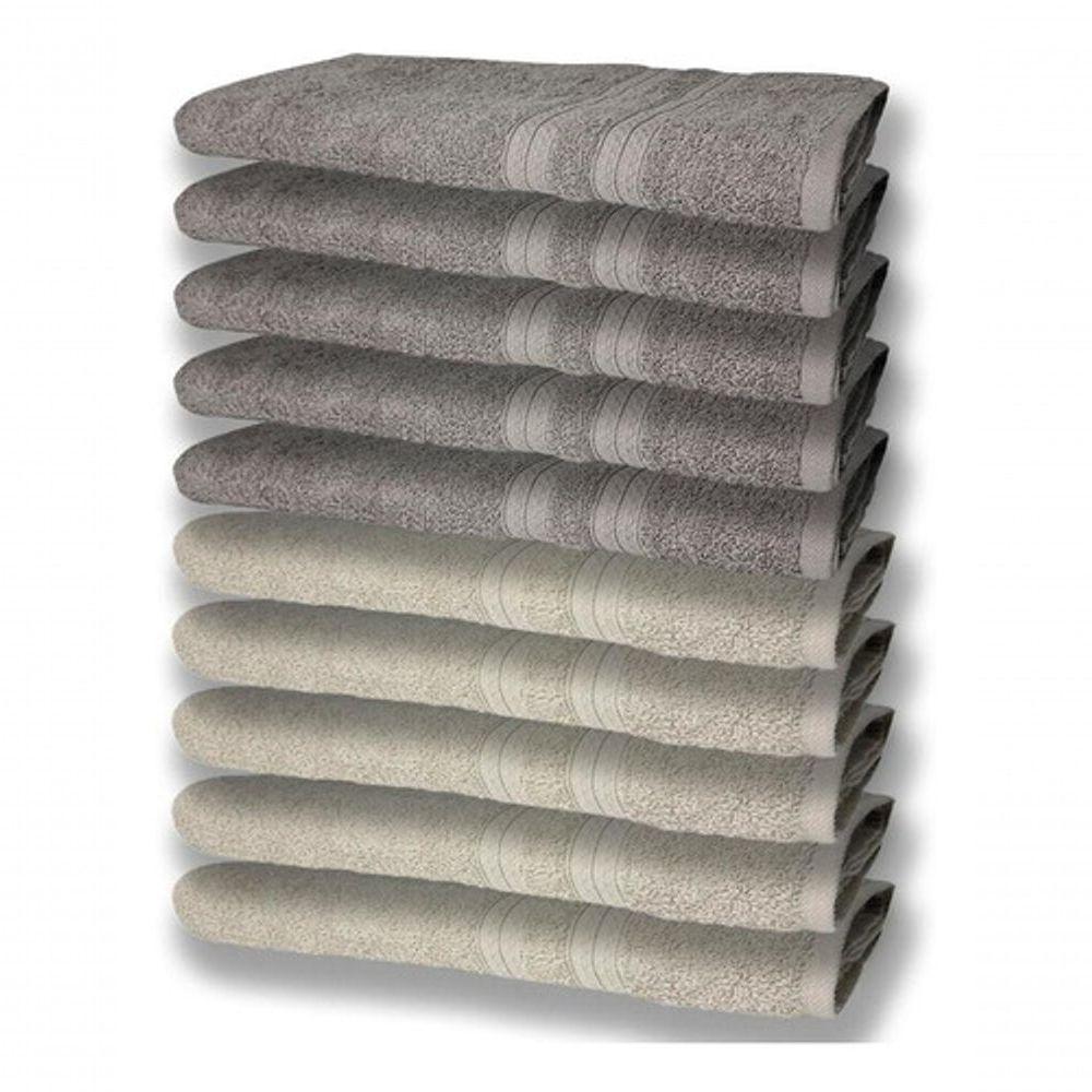 10 Toalhas Super Felpudas Grande E Grossa 5 Bege 5 Cinza - 1