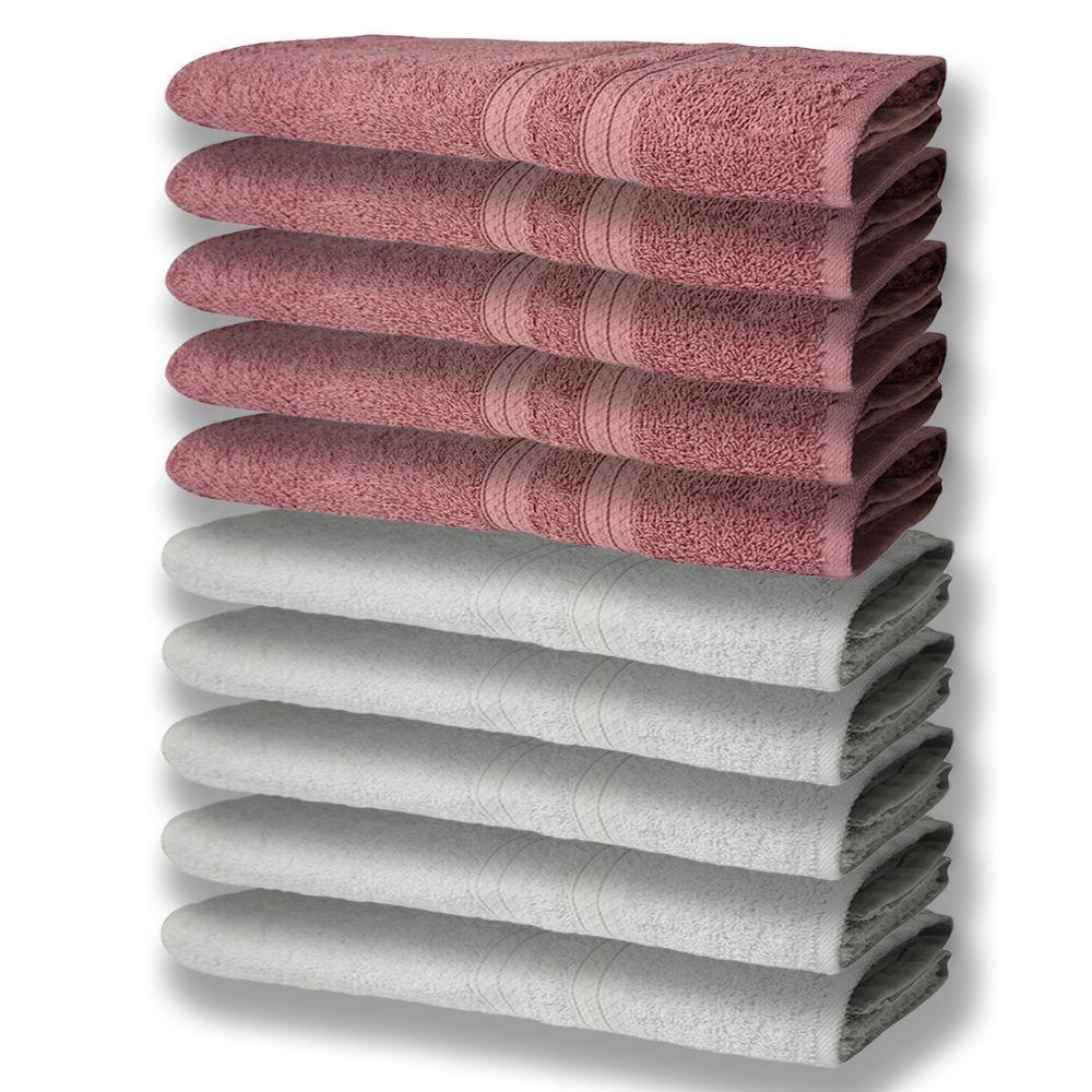 10 Toalhas Super Felpudas Grande E Grossa 80x150 5 Branco 5 Rosê - 1