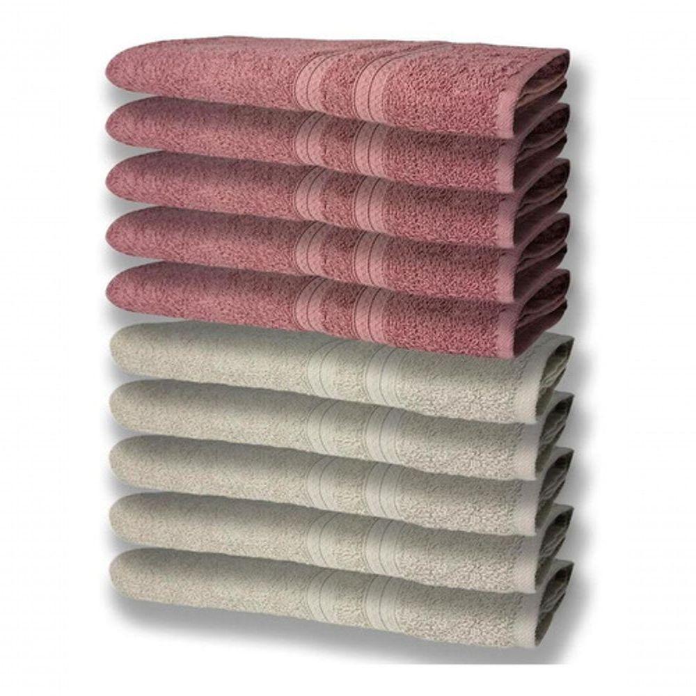 10 Toalhas Super Felpudas Grande E Grossa 5 Bege 5 Rosê - 1