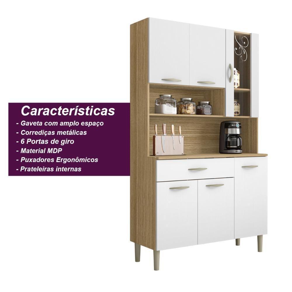 Armário De Cozinha Compacta 6 Portas 1 Gaveta Golden - Freijó-supremo - 2