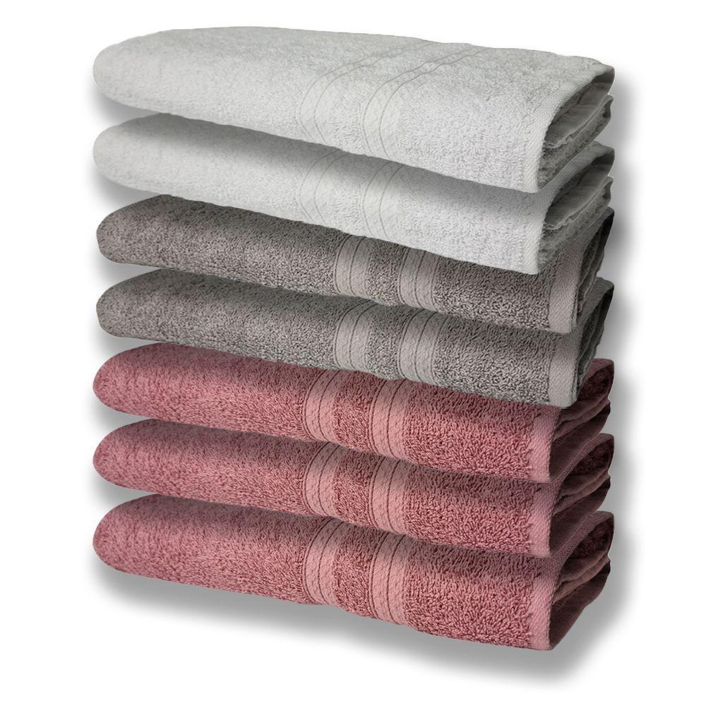 7 Toalhas Grande Super Felpudas E Grossa 80x150 3 Rosê 2 Cinza 2 Branco - 1