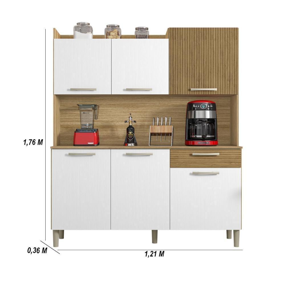 Armário De Cozinha Compacta 6 Portas 1 Gaveta Gênova - Freijó-supremo-cp-ripado Freijó - 6