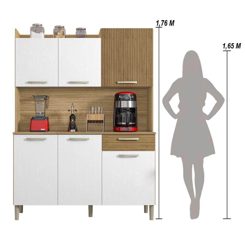 Armário De Cozinha Compacta 6 Portas 1 Gaveta Gênova - Freijó-supremo-cp-ripado Freijó - 7