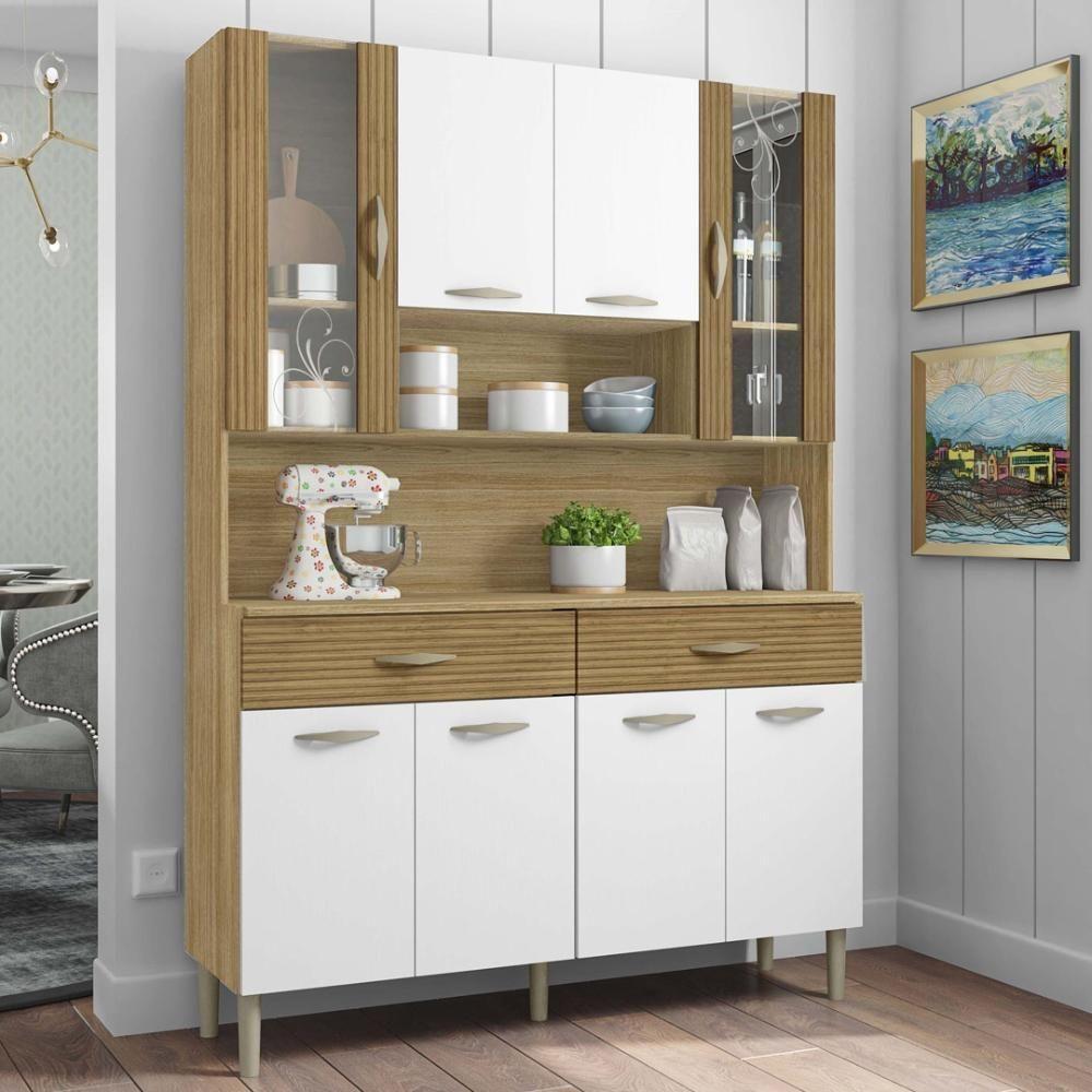 Armário De Cozinha Compacta 8 Portas 2 Gavetas Golden - Freijó-supremo-cp-ripado Freijó Freijó-supremo-cp-ripado Freijó - 1