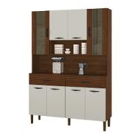 Armário De Cozinha Compacta 8 Portas 2 Gavetas Golden - Nogueira-off White-cp-ripado - 2