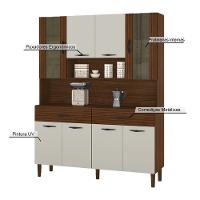 Armário De Cozinha Compacta 8 Portas 2 Gavetas Golden - Nogueira-off White-cp-ripado