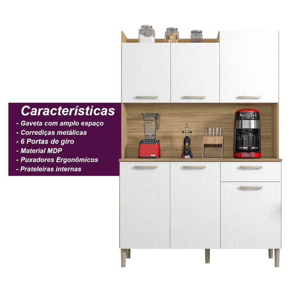 Armário De Cozinha Compacta 6 Portas 1 Gaveta Gênova - Freijó-supremo Freijó-supremo - 2