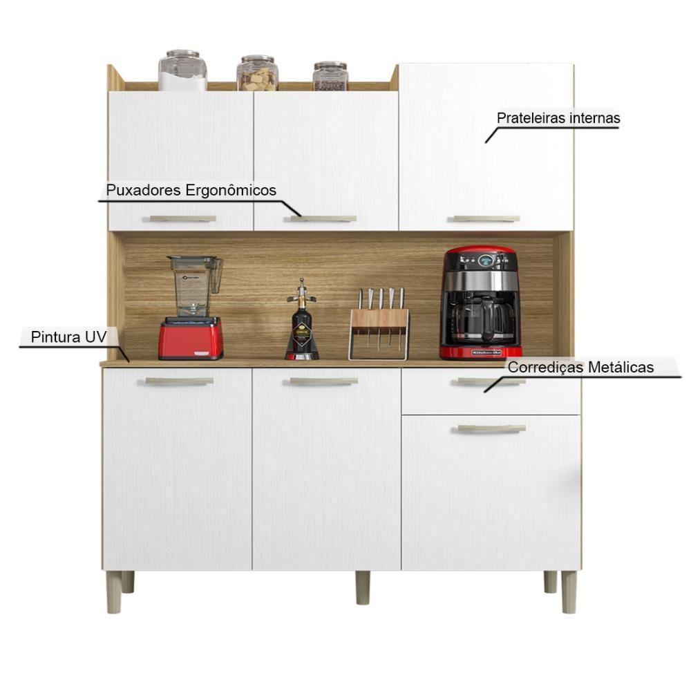 Armário De Cozinha Compacta 6 Portas 1 Gaveta Gênova - Freijó-supremo Freijó-supremo - 3