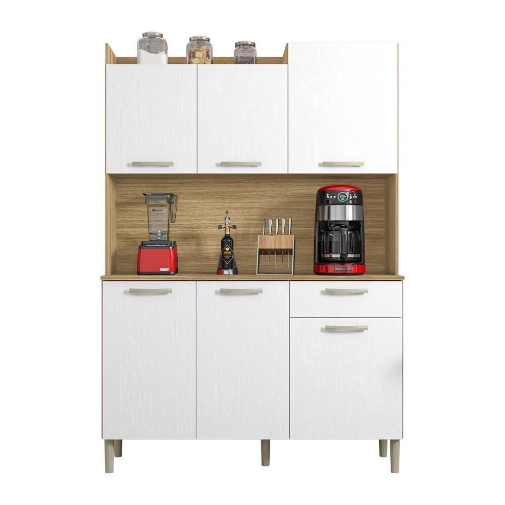 Armário De Cozinha Compacta 6 Portas 1 Gaveta Gênova - Freijó-supremo Freijó-supremo - 4