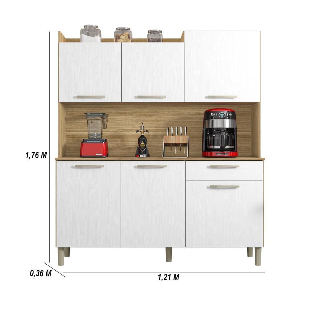 Armário De Cozinha Compacta 6 Portas 1 Gaveta Gênova - Freijó-supremo Freijó-supremo - 6