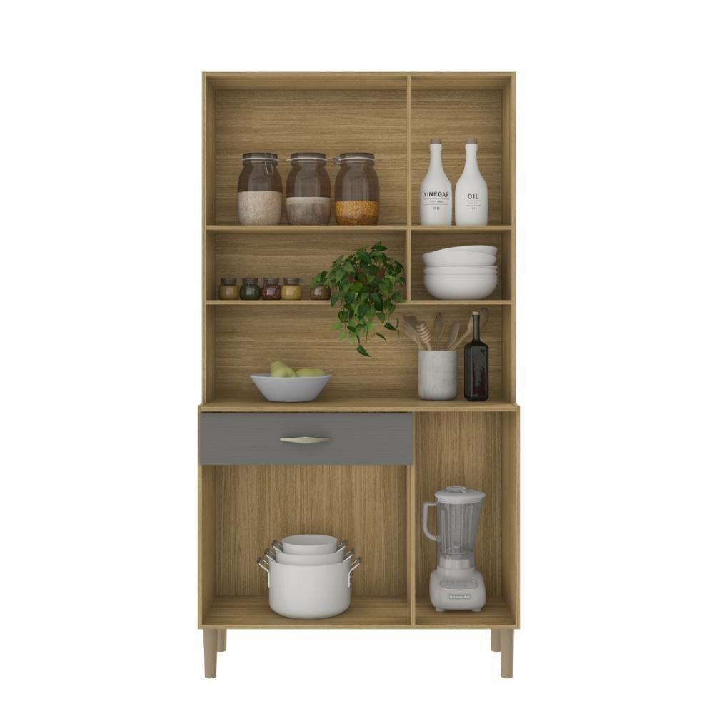 Armário De Cozinha Compacta 6 Portas 1 Gaveta Apolo - Freijó-gris Freijó-gris - 7