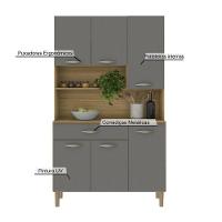 Armário De Cozinha Compacta 6 Portas 1 Gaveta Apolo - Freijó-gris Freijó-gris - 2