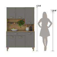 Armário De Cozinha Compacta 6 Portas 1 Gaveta Apolo - Freijó-gris Freijó-gris - 3