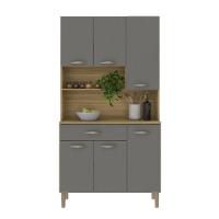 Armário De Cozinha Compacta 6 Portas 1 Gaveta Apolo - Freijó-gris Freijó-gris - 6