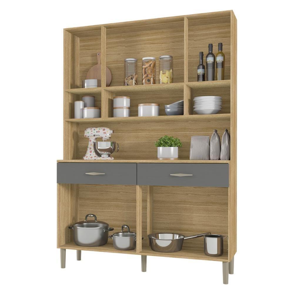 Armário De Cozinha Compacta 8 Portas 2 Gavetas Golden - Freijó-gris - 5
