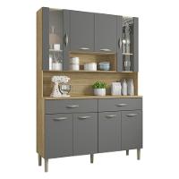 Armário De Cozinha Compacta 8 Portas 2 Gavetas Golden - Freijó-gris