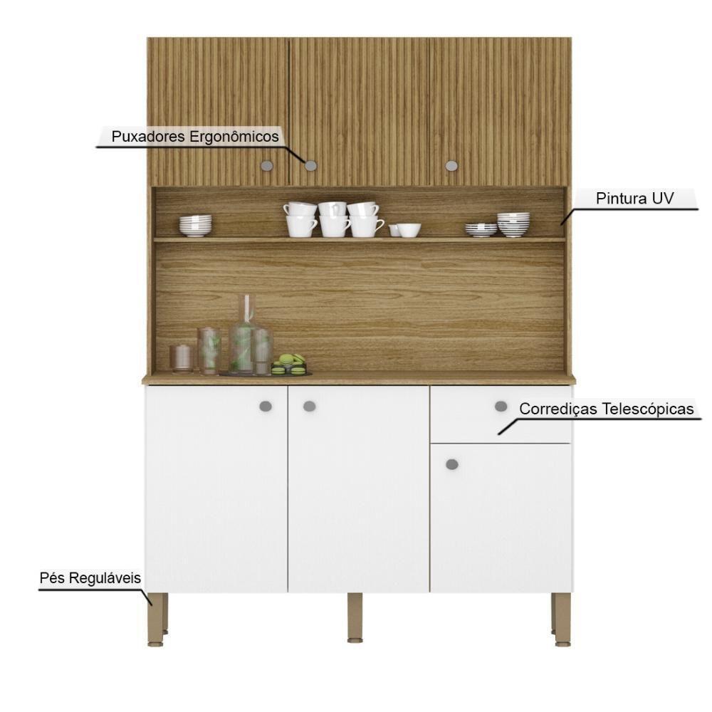 Armário De Cozinha Compacta 6 Portas 1 Gaveta Style - Freijó-supremo-cp-ripado Freijó Freijó-supremo-cp-ripado Freijó - 3