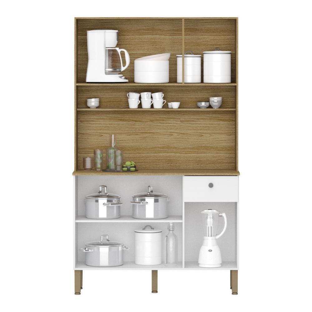 Armário De Cozinha Compacta 6 Portas 1 Gaveta Style - Freijó-supremo-cp-ripado Freijó Freijó-supremo-cp-ripado Freijó - 5