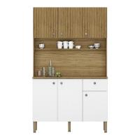 Armário De Cozinha Compacta 6 Portas 1 Gaveta Style - Freijó-supremo-cp-ripado Freijó Freijó-supremo-cp-ripado Freijó