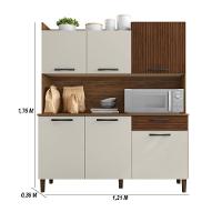 Armário De Cozinha Compacta 6 Portas 1 Gaveta Gênova - Nogueira-off White-cp-ripado - 7