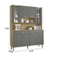 Armário De Cozinha Compacta 8 Portas 2 Gavetas Golden - Freijó-gris Freijó-gris - 6