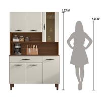 Armário De Cozinha Compacta 6 Portas 1 Gaveta Golden - Nogueira-off White Nogueira-off White - 6