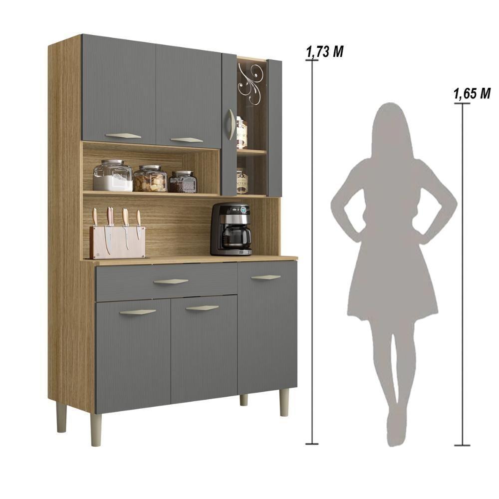 Armário De Cozinha Compacta 6 Portas 1 Gaveta Golden - Freijó-gris Freijó-gris - 7