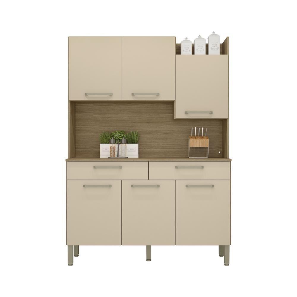 Armário De Cozinha Compacta 6 Portas 2 Gavetas Modena - Freijó-vanilla - 4