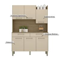 Armário De Cozinha Compacta 6 Portas 2 Gavetas Modena - Freijó-vanilla - 3