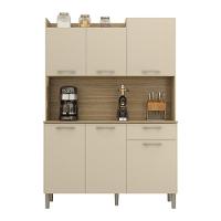 Armário De Cozinha Compacta 6 Portas 1 Gaveta Gênova - Freijó-vanilla Freijó-vanilla