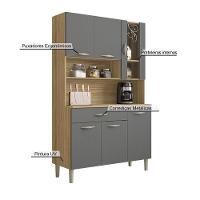 Armário De Cozinha Compacta 6 Portas 1 Gaveta Golden - Freijó-gris - 3