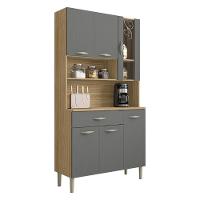 Armário De Cozinha Compacta 6 Portas 1 Gaveta Golden - Freijó-gris