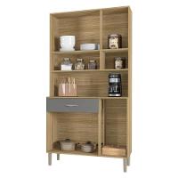 Armário De Cozinha Compacta 6 Portas 1 Gaveta Golden - Freijó-gris - 5