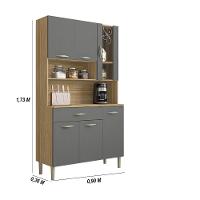 Armário De Cozinha Compacta 6 Portas 1 Gaveta Golden - Freijó-gris - 6