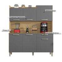 Armário De Cozinha Compacta 6 Portas 1 Gaveta Gênova - Freijó-gris Freijó-gris - 3