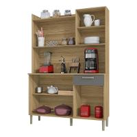 Armário De Cozinha Compacta 6 Portas 1 Gaveta Gênova - Freijó-gris Freijó-gris - 5