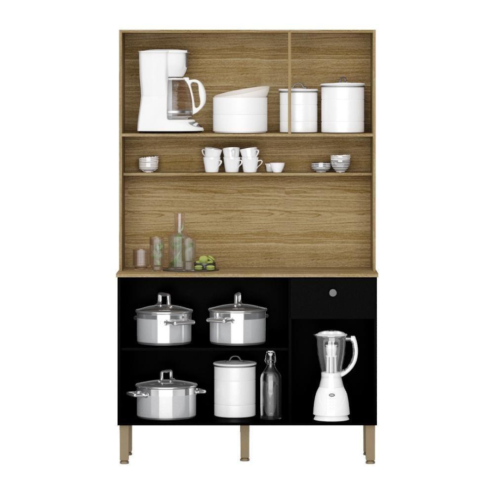 Armário De Cozinha Compacta 6 Portas 1 Gaveta Style - Freijó-nero-cp-ripado Freijó Freijó-nero-cp-ripado Freijó - 5