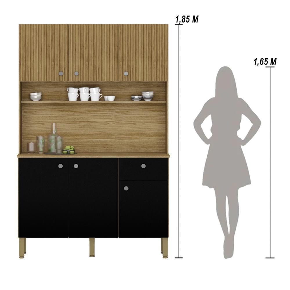 Armário De Cozinha Compacta 6 Portas 1 Gaveta Style - Freijó-nero-cp-ripado Freijó Freijó-nero-cp-ripado Freijó - 7