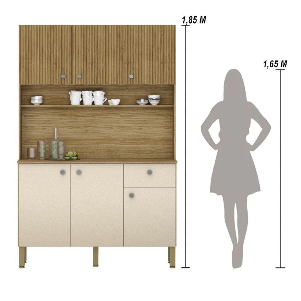 Armário De Cozinha Compacta 6 Portas 1 Gaveta Style - Freijó-vanilla-cp-ripado Freijó - 7