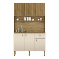 Armário De Cozinha Compacta 6 Portas 1 Gaveta Style - Freijó-vanilla-cp-ripado Freijó