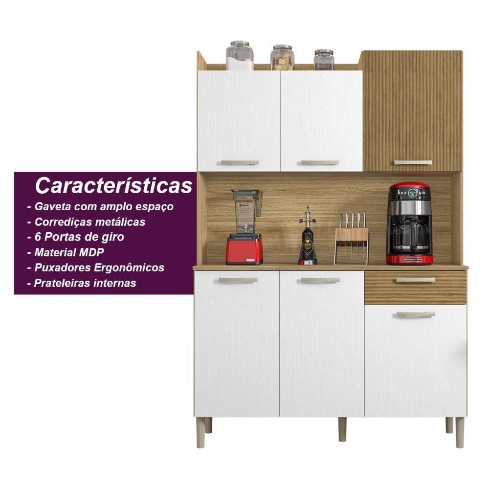 Armário De Cozinha Compacta 6 Portas 1 Gaveta Gênova - Freijó-supremo-cp-ripado Freijó Freijó-supremo-cp-ripado Freijó - 2