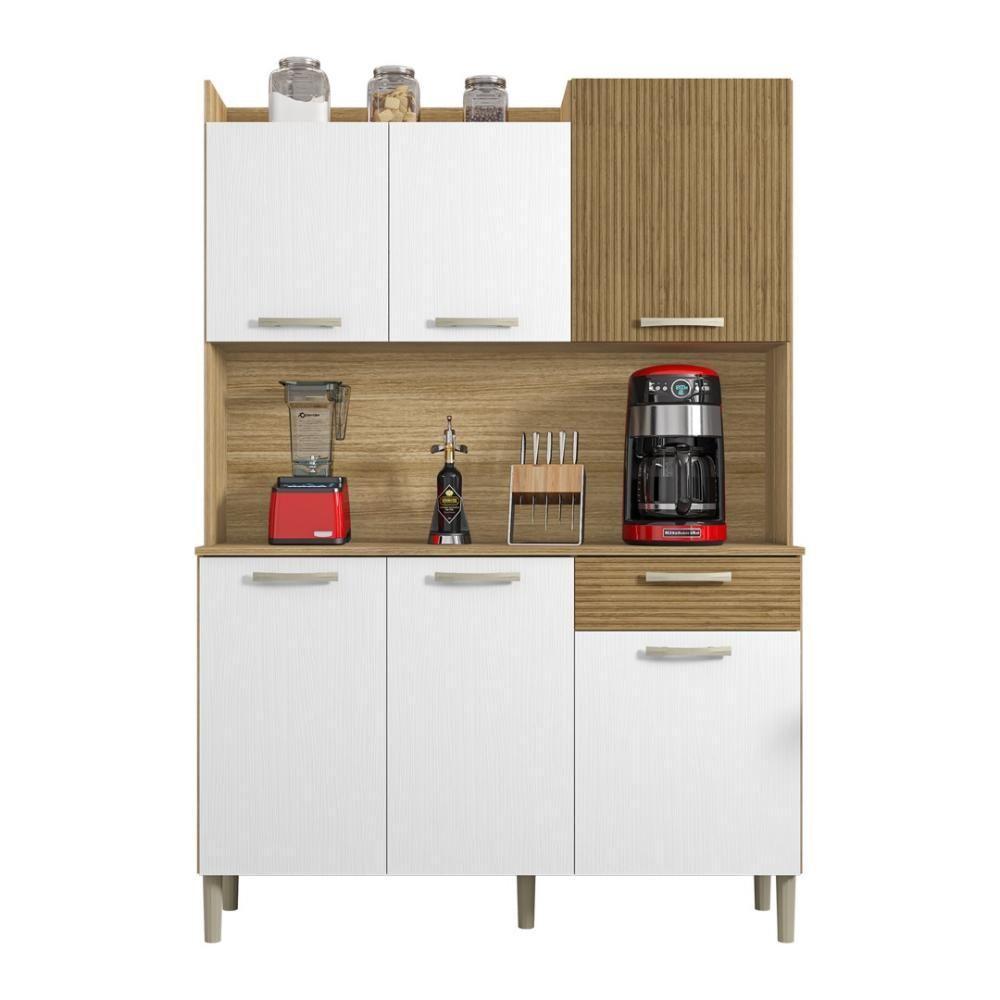 Armário De Cozinha Compacta 6 Portas 1 Gaveta Gênova - Freijó-supremo-cp-ripado Freijó Freijó-supremo-cp-ripado Freijó - 4