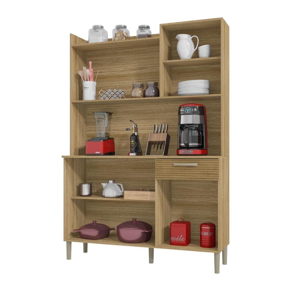 Armário De Cozinha Compacta 6 Portas 1 Gaveta Gênova - Freijó-supremo-cp-ripado Freijó Freijó-supremo-cp-ripado Freijó - 5