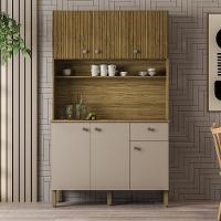 Armário De Cozinha Compacta 6 Portas 1 Gaveta Style - Freijó Vanilla-cp-ripado Freijó Freijó-vanilla-cp-ripado Freijó - 1