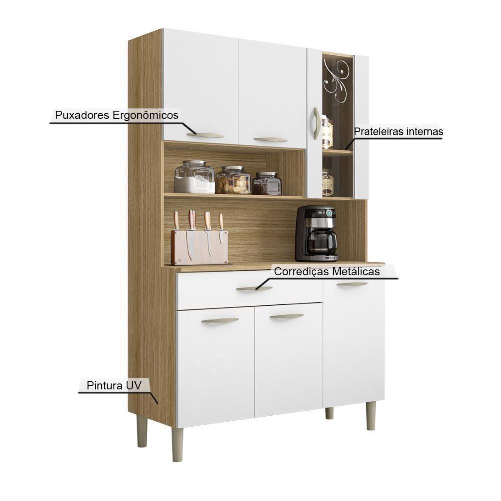 Armário De Cozinha Compacta 6 Portas 1 Gaveta Golden - Freijó-supremo Freijó-supremo - 3